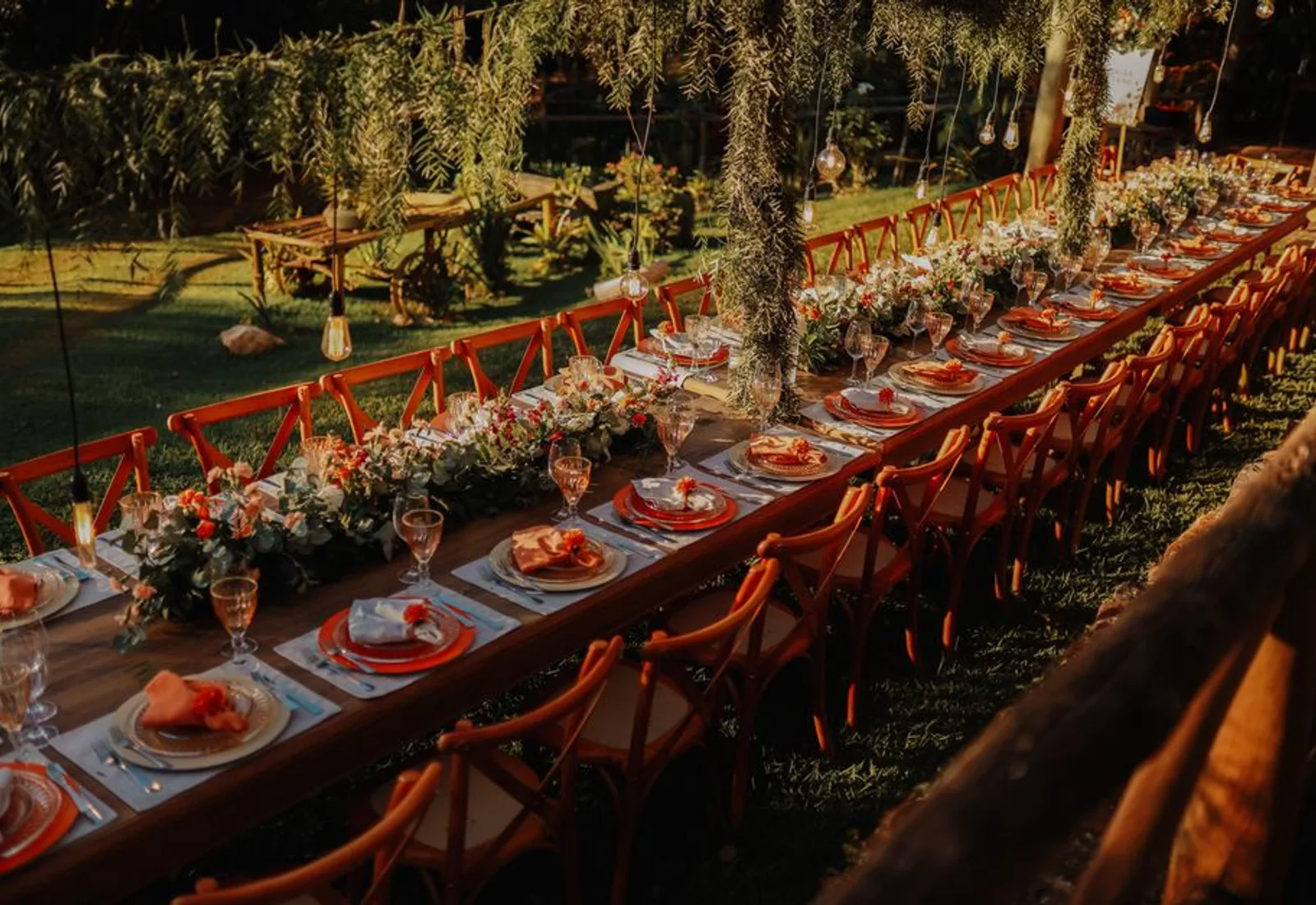 A long table laid the length of the room for a seated dinner